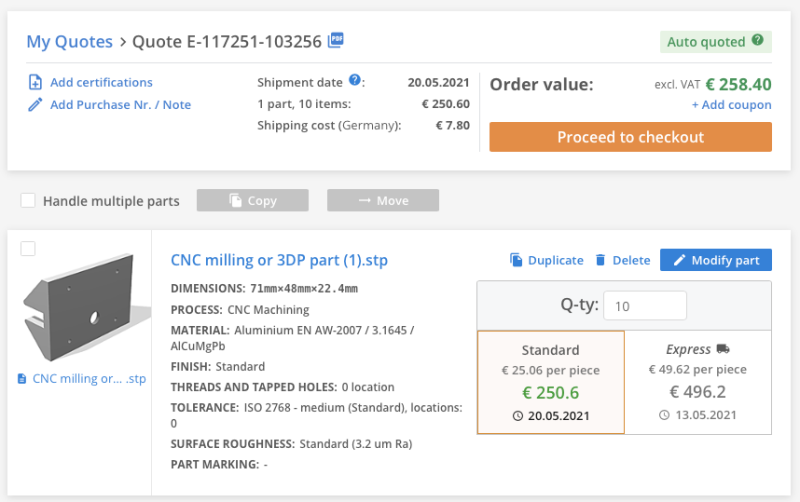 Manufacture CNC parts on-demand
